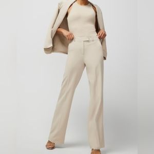 WHBM Luna Wide-Leg Trousers in Biscotti, New, Size 8